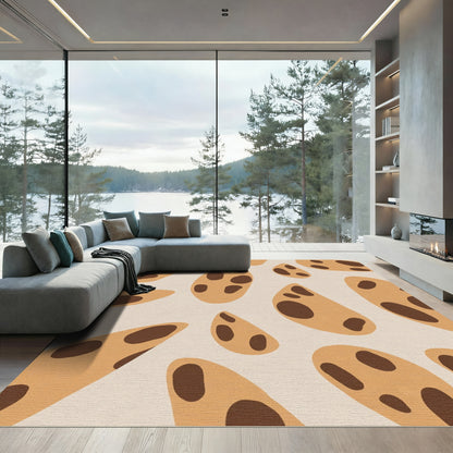 Neutral Amorphous Shapes Scattered Rug