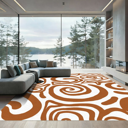 Earth Tone Swirl Abstract Flowing Rug