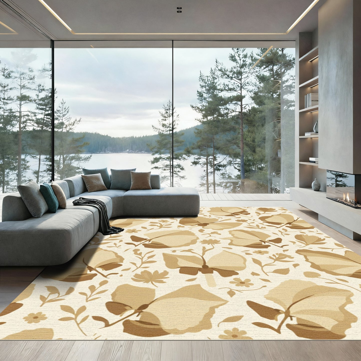 Sepia Tone Vintage Floral Arrangement Rug