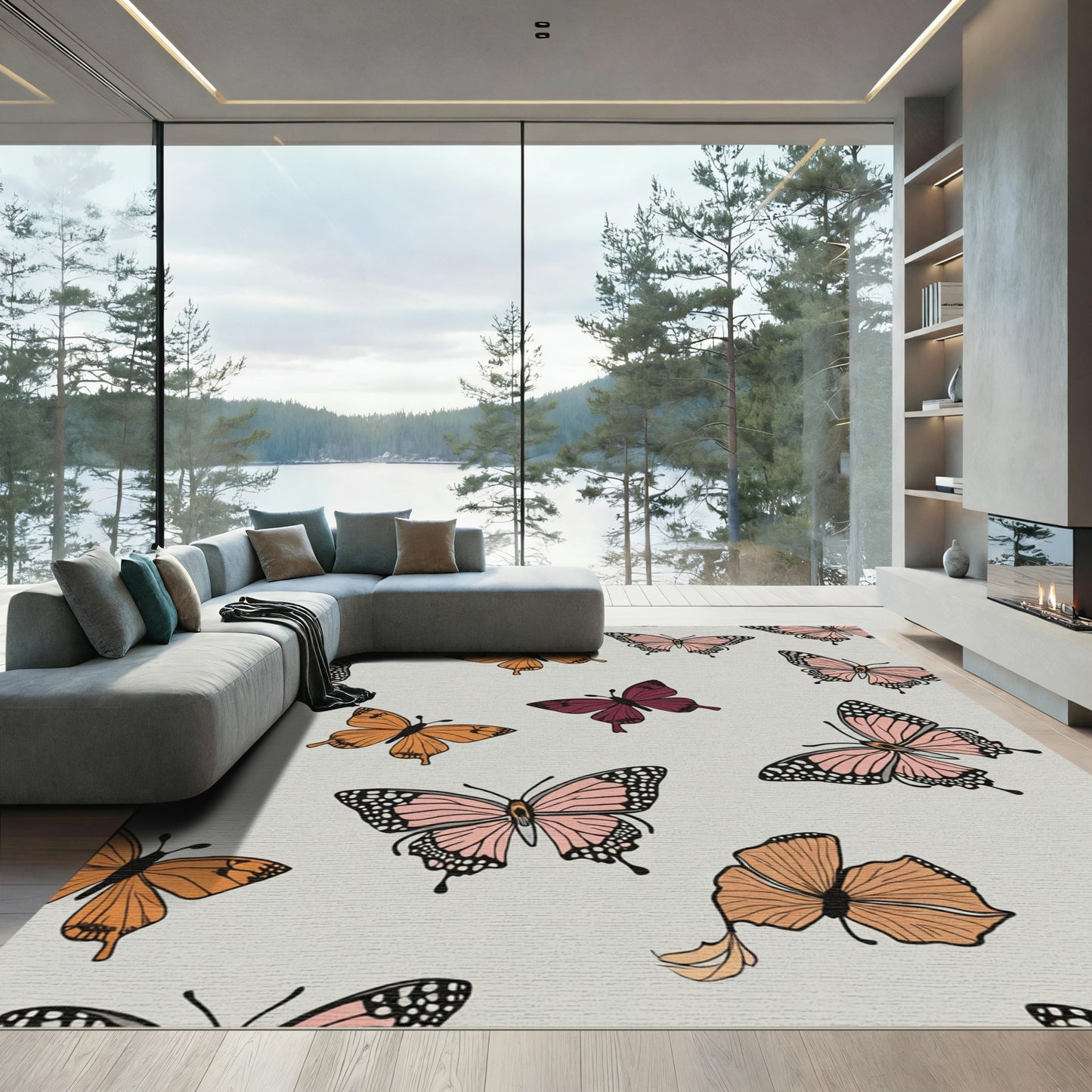 Whimsical Flying Butterfly Collection Rug
