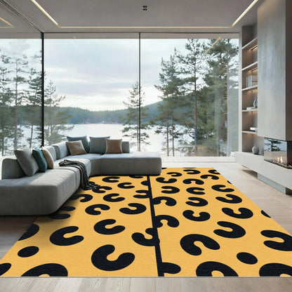 Golden Black Curve Spots Rug