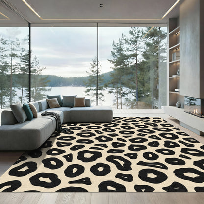 Classic Black Leopard Spots Rug