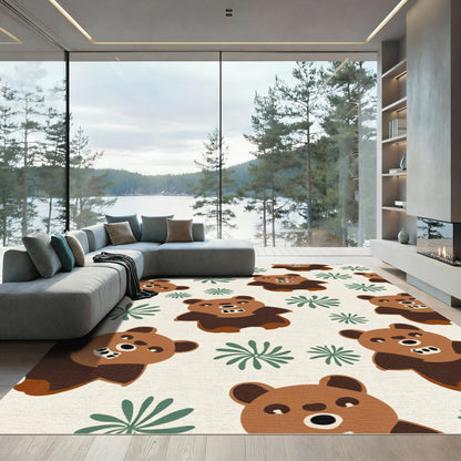 Brown Bear Sprouts Repeating Pattern Rug