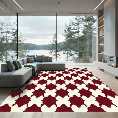 Deep Red Ivory Quatrefoil Repeat Rug