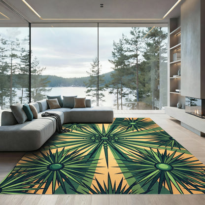 Green Starburst Sunburst Rays Rug