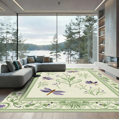 Purple Dragonfly Garden Border Rug