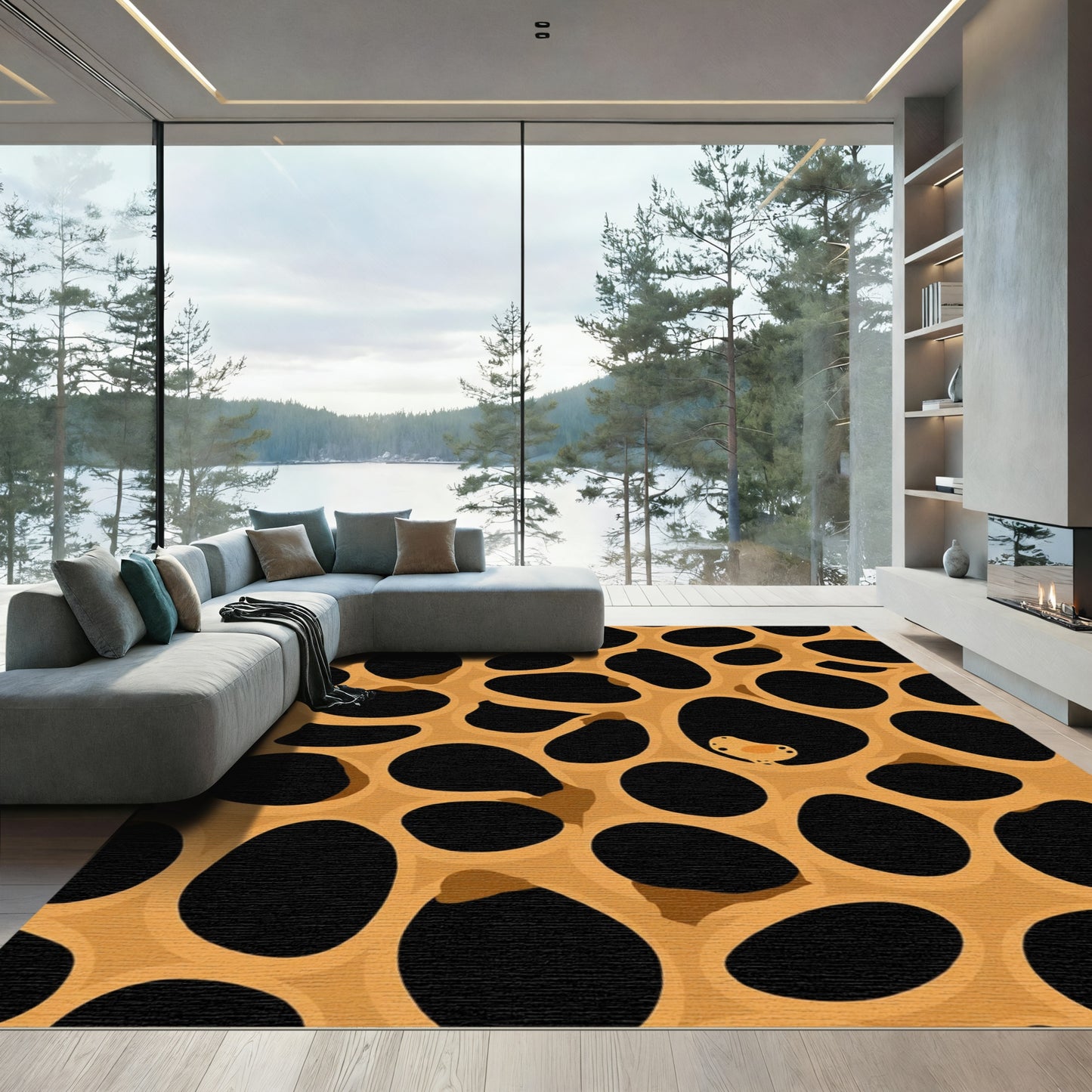 Spotted Orange Abstract Organic Circles Rug