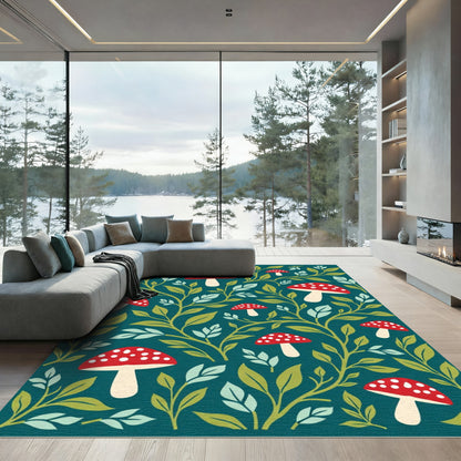 Enchanted Forest Mushroom Foliage Rug