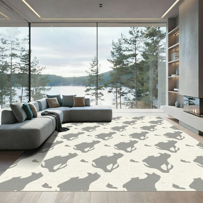 Gray Abstract Floral Repeating Rug