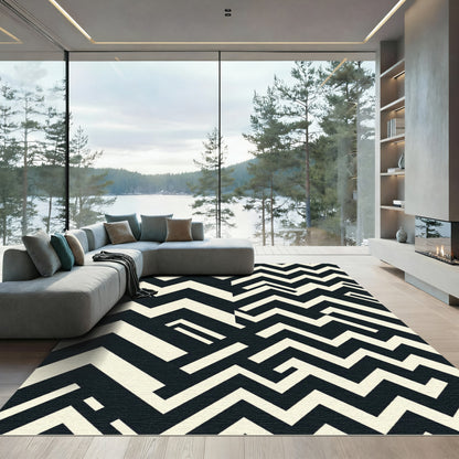 Monochromatic Geometric Zigzag Abstract Rug
