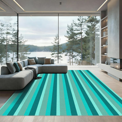 Aqua Tones Vertical Stripe Rug