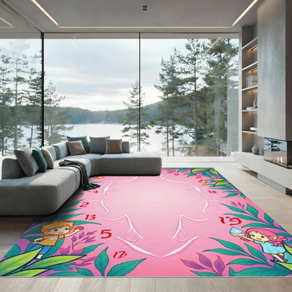 Pink Jungle Children's Fantasy Scene Rug
