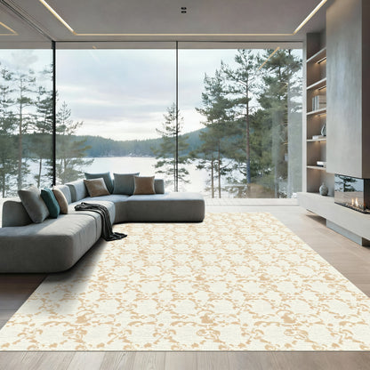 Cream Beige Watercolor Vine Runner Rug