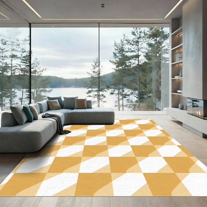 Tonal Checkerboard Diagonal Stripe Rug