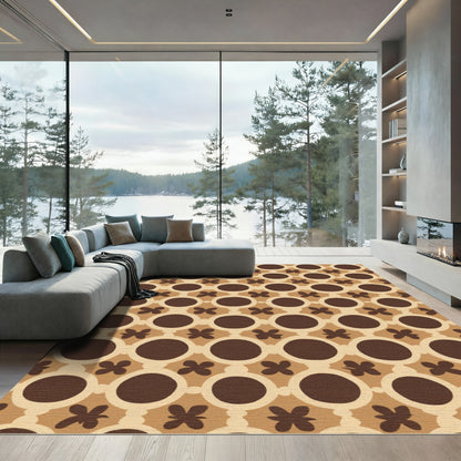 Earthy Circles and Quatrefoil Arrangement Rug