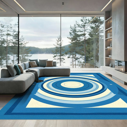 Geometric Blue Concentric Arch Rug