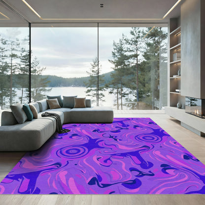Purple Blue Pink Swirls Abstract Rug