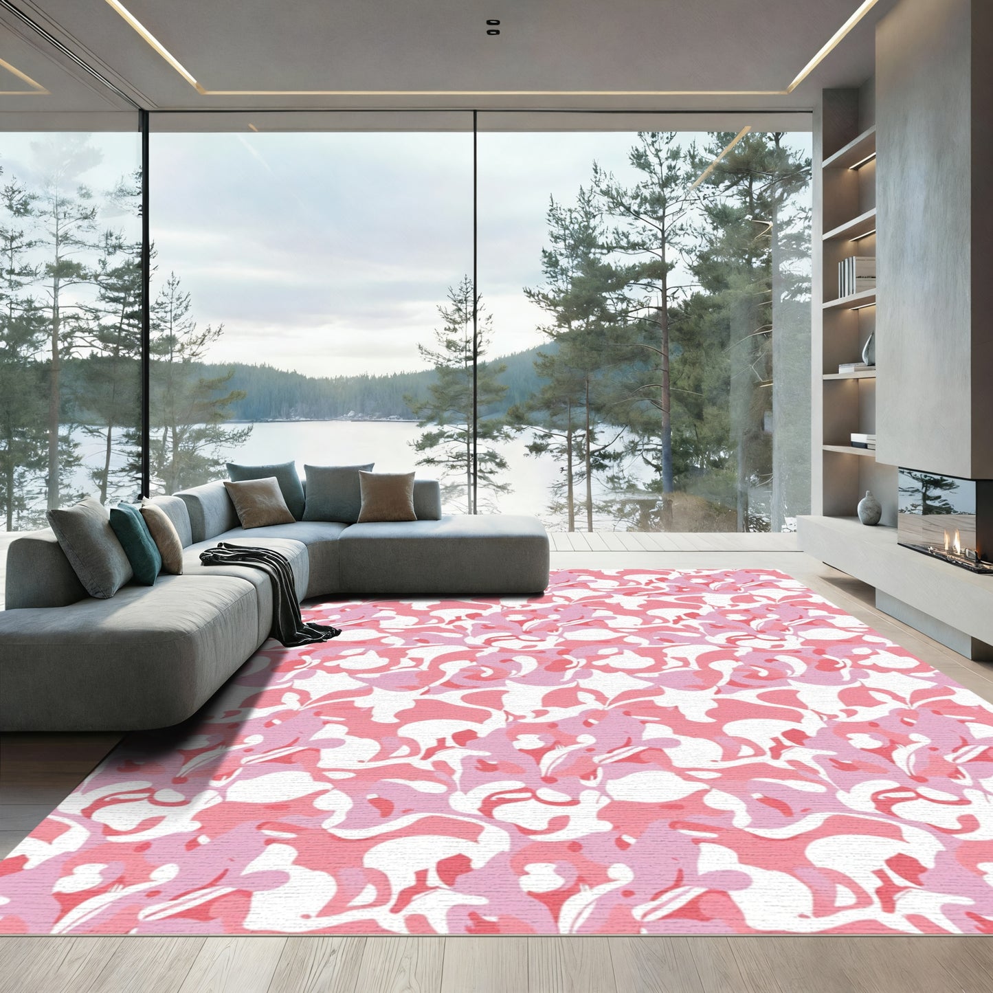 Pink Camo Abstract Overlay Rug