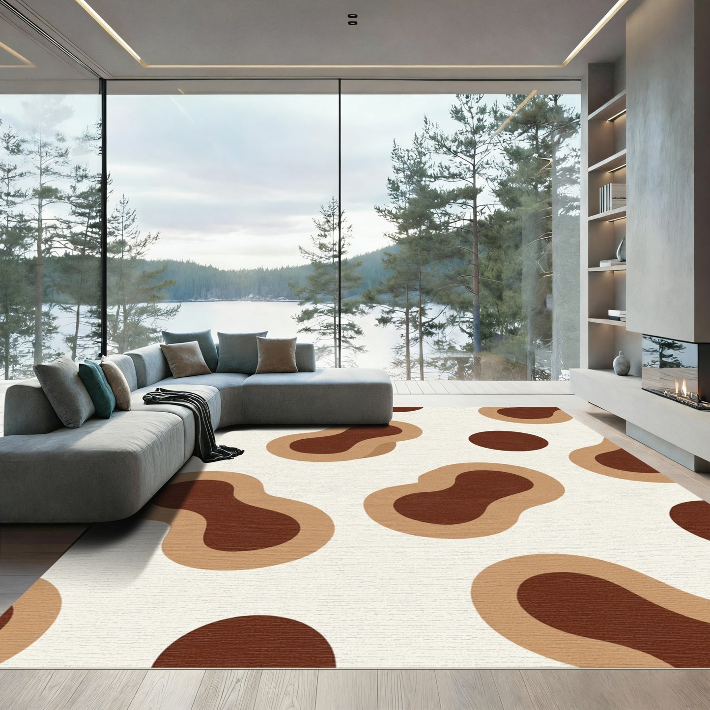 Abstract Coffee Bean Organic Shapes Rug