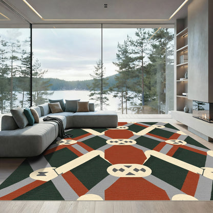 Deep Emerald Lattice Diamond Rug