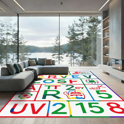 Bold Letter Number Composition Rug