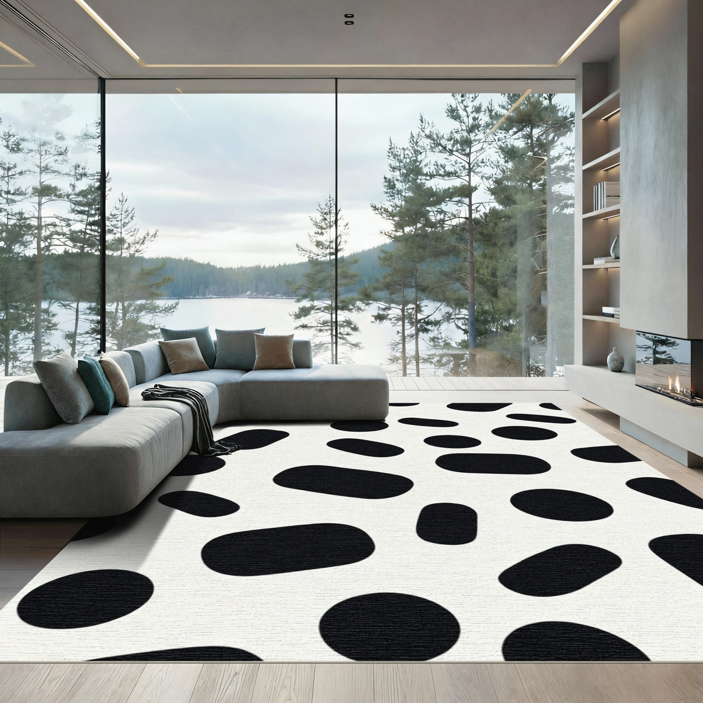 Monochromatic Oval Dot Sprinkle Rug