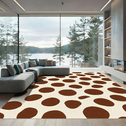Brown Spotted Cream Dot Rug