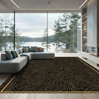 Black Gold Organic Swirls Rug