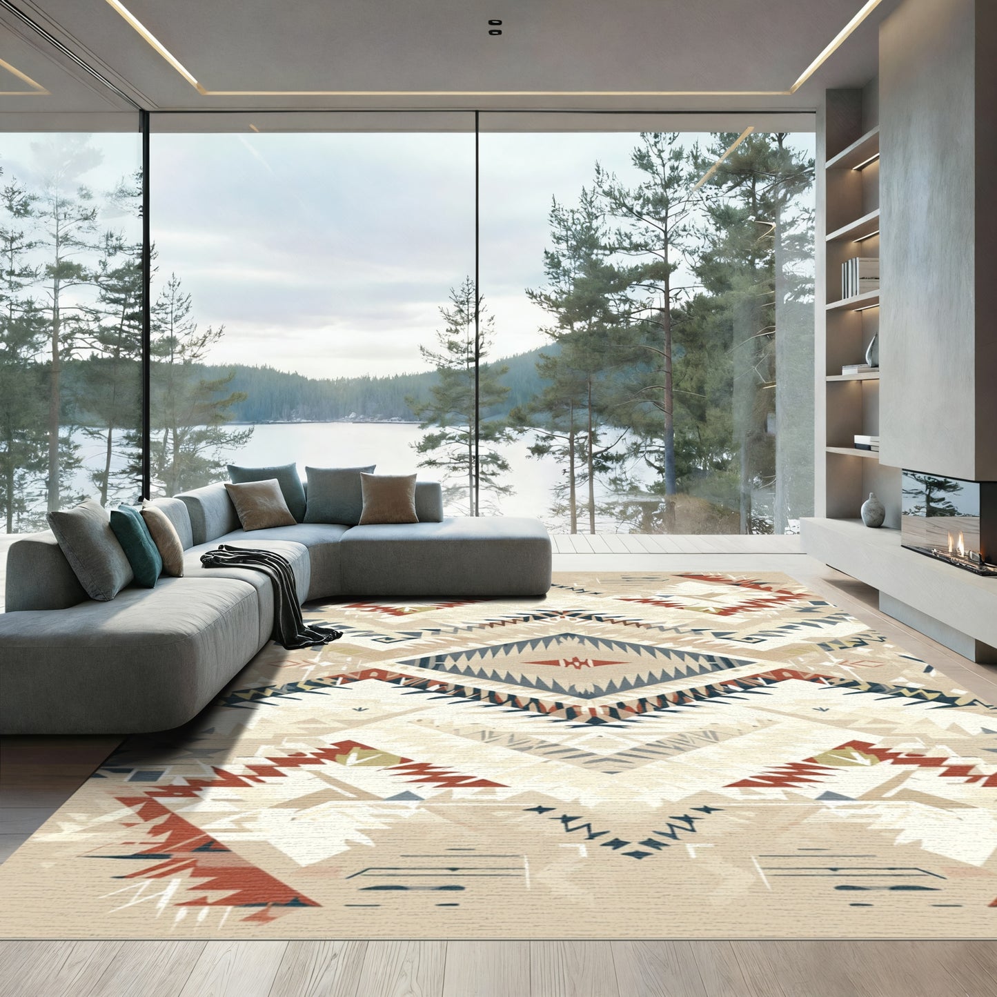 Geometric Diamond Southwest Tribal Arrangement Rug
