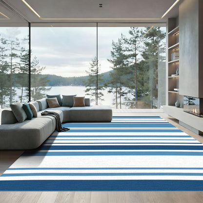 Classic Blue Stripe Wide Band Rug