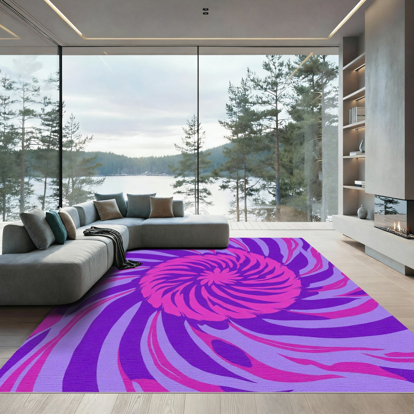 Vibrant Pink Purple Swirl Rug