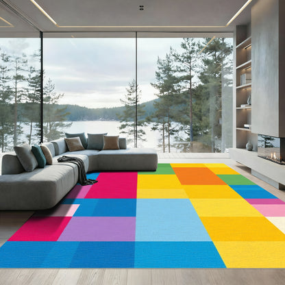 Vibrant Color Block Geometric Rug