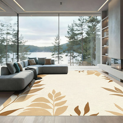 Neutral Earth Tones Leaf Collage Rug