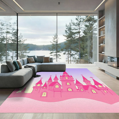 Sweet Pink Castle Skyline Rug