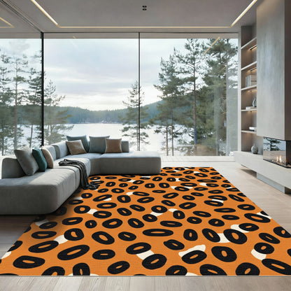 Orange Black Animalistic Spot Arrangement Rug