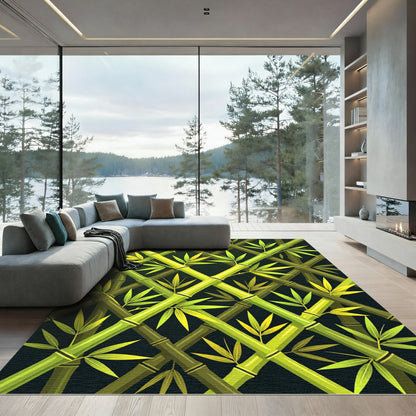 Lush Green Bamboo Lattice Rug