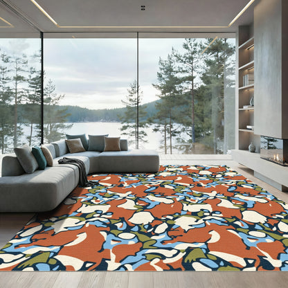 Urban Camouflage Ochre Abstract Shapes Rug