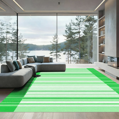 Green Horizontal Stripe Textured Rug
