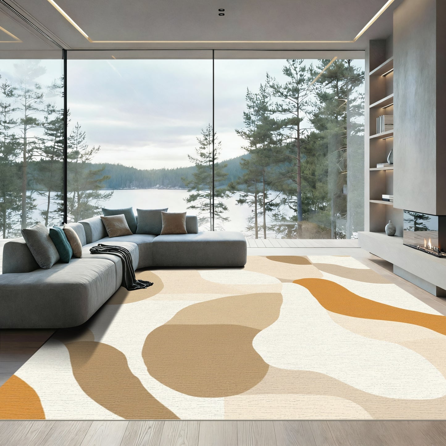 Terracotta Abstract Organic Shapes Rug