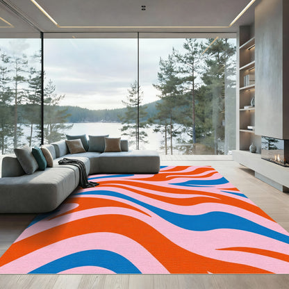 Bold Orange Blue Swirls Rug