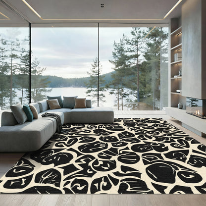 Black Organic Abstract Composition Rug