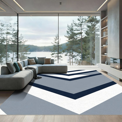 Navy White Gray Chevron Stripes Rug