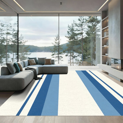 Coastal Blue Vertical Striped Rug