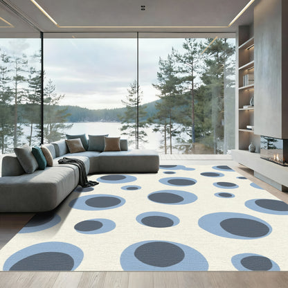 Cream Blue Gray Bubble Scatter Rug