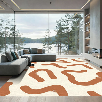 Earth Tone Abstract Curve Composition Rug