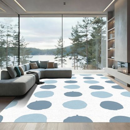 Cerulean Blue Speckled Grid Rug