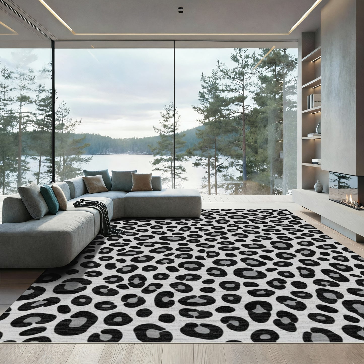 Monochromatic Leopard Spot Cluster Rug
