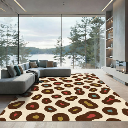 Brown Leopard Spots With Teal Accents Rug