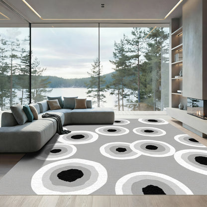 Monochrome Concentric Circles Rug