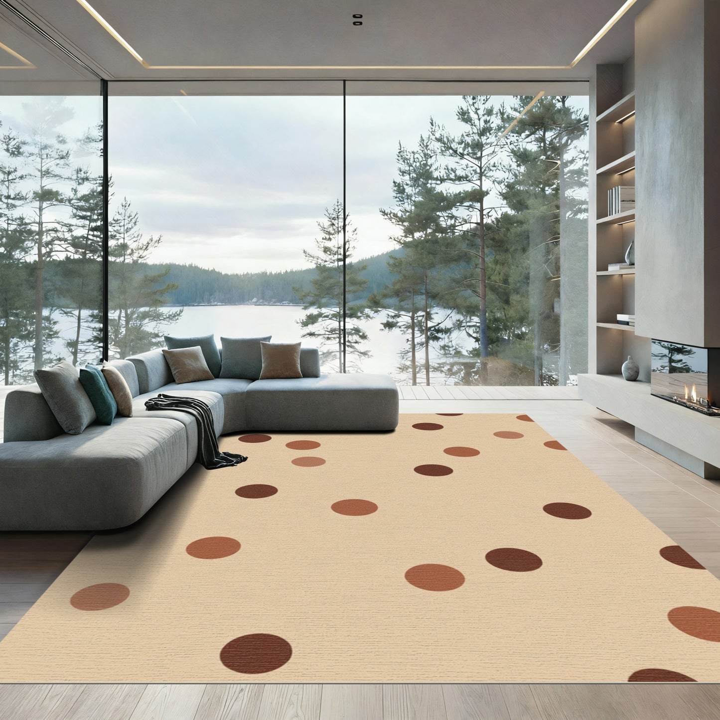 Earthy Brown Polka Dot Scatter Rug
